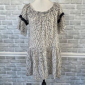 LemLem Liya Kebede Dress Cotton Resort Beach Cover Raw Hem Casual Relaxed Sm